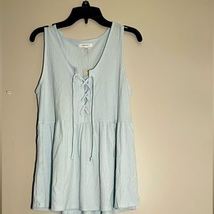 Baby Blue Babydoll Lace up Top.
